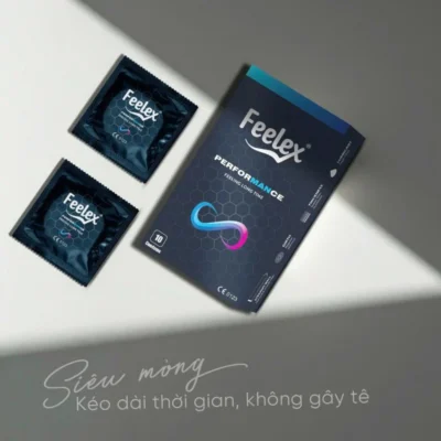 Bao Cao Su Siêu Mỏng, Kéo Dài Thời Gian, Nhiều Gel Hương Vani Feelex Performance 10 Chiếc