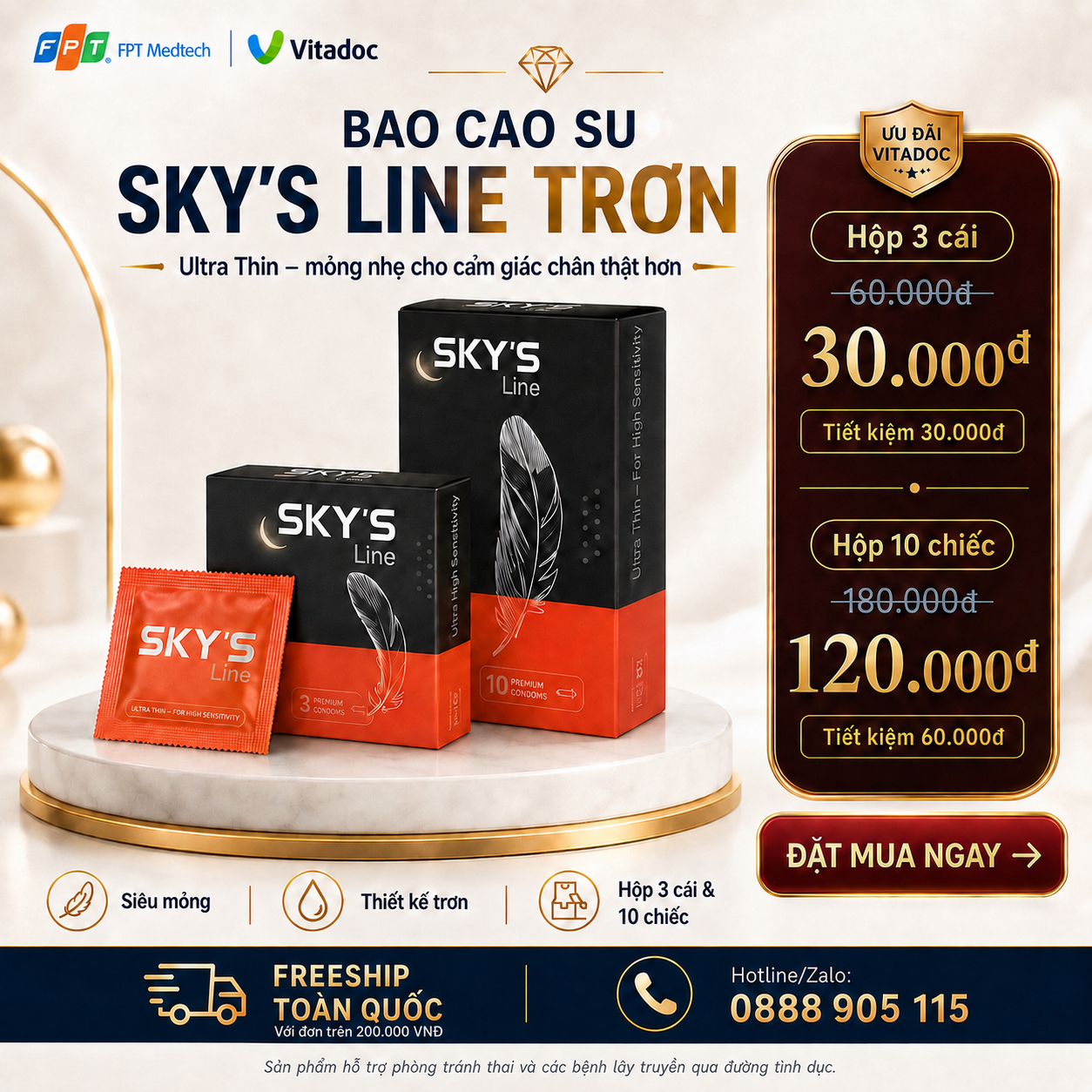 Voucher ưu đãi BAO CAO SU SKY’S LINE ULTRA THIN