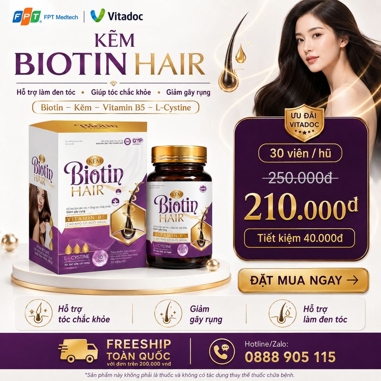 Voucher ưu đãi PHỤC HỒI TÓC KẼM BIOTIN
