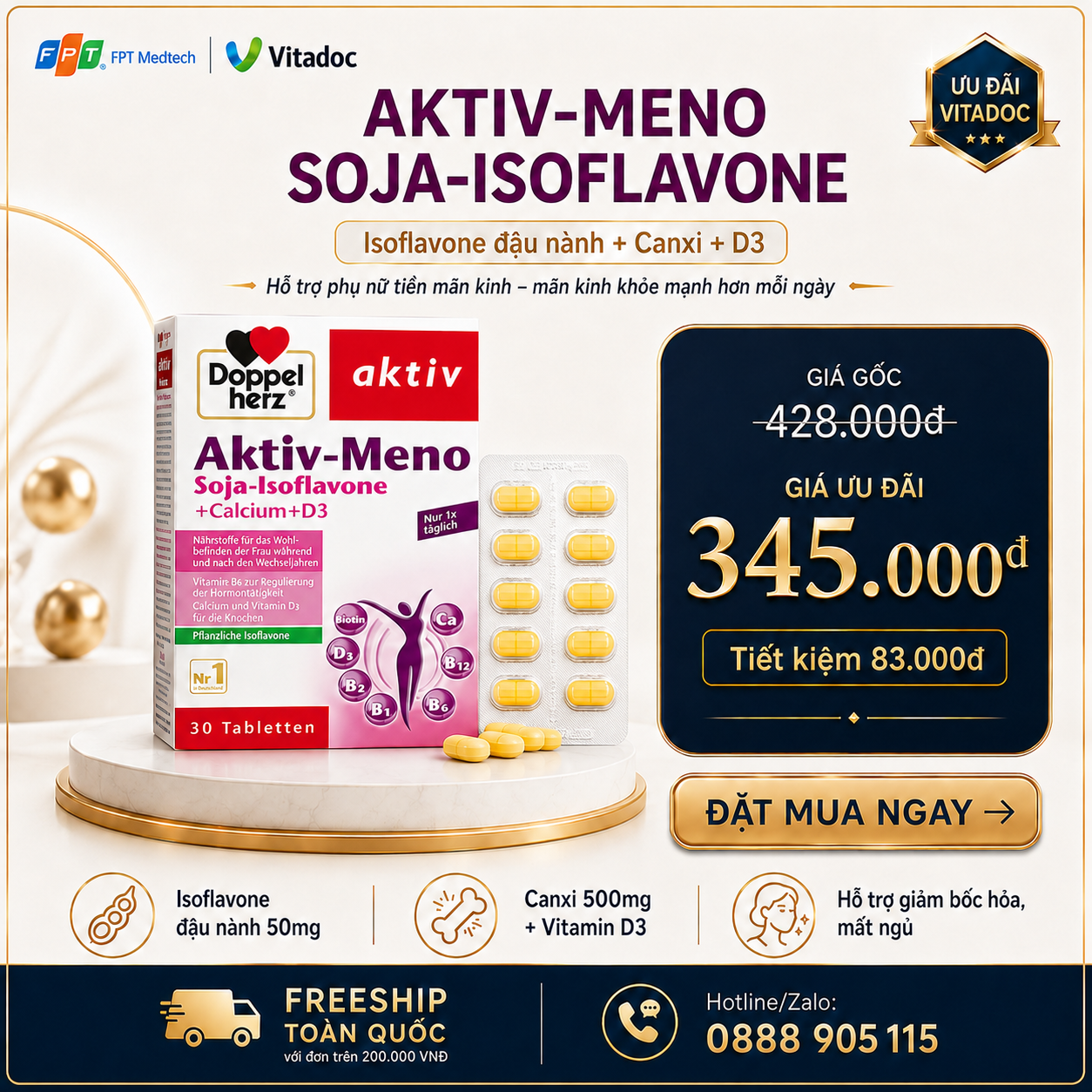 Voucher ưu đãi CÂN BẰNG NỘI TIẾT AKTIV-MENO SOJA-ISOFLAVONE
