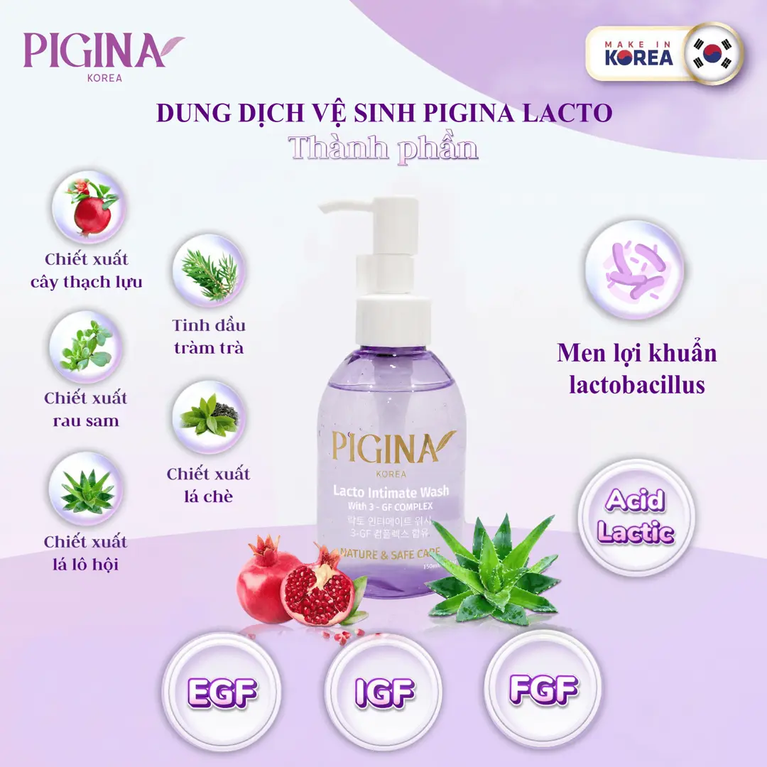 Dung Dịch Vệ Sinh Pigina Lacto Intimate Wash 150ML - Ảnh 3