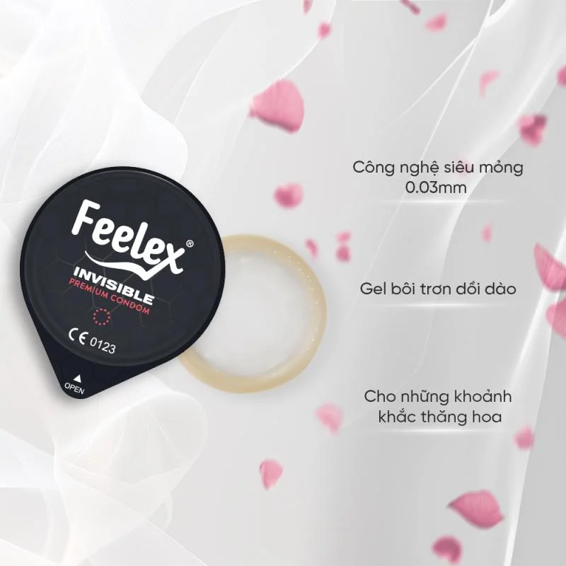 Bao Cao Su Siêu Mỏng, Nhiều Gel Hương Vani Feelex Invisible 10 Chiếc - Ảnh 3