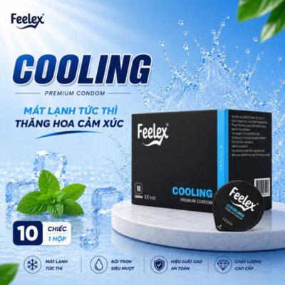 Bao Cao Su Siêu Mỏng, Nhiều Gel, Mát Lạnh Feelex Cooling 10 Chiếc