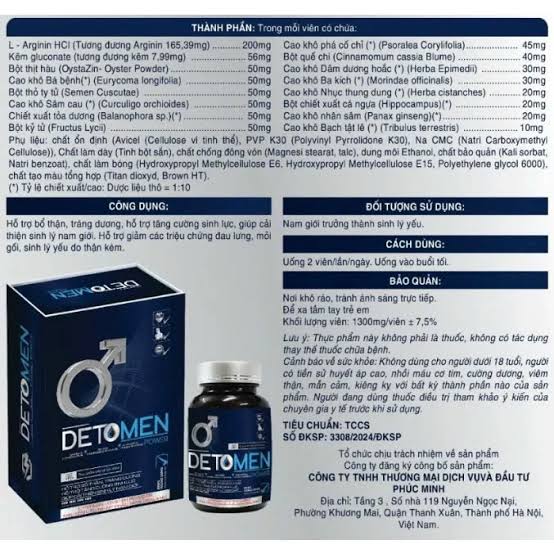 Viên Uống Bổ Sung Kẽm, Hàu Tăng Testosterone Và Cải Thiện Tinh Trùng Cho Nam Detomen Power 30 Viên - Ảnh 2