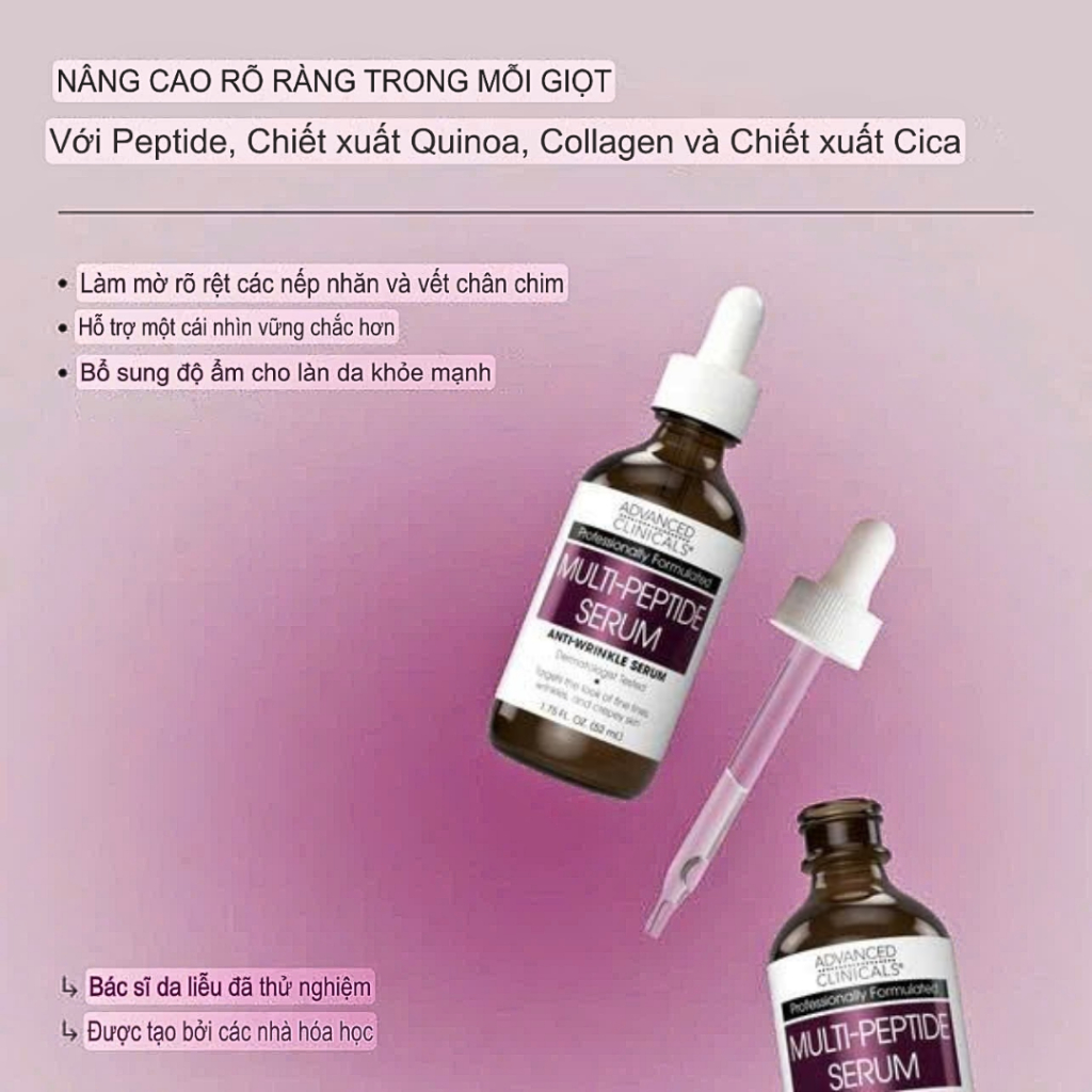 Serum Peptide Làm Mờ Nếp Nhăn, Giúp Da Đàn Hồi Và Săn Chắc Advanced Clinicals Multi-Peptide Serum 52ML - Ảnh 2
