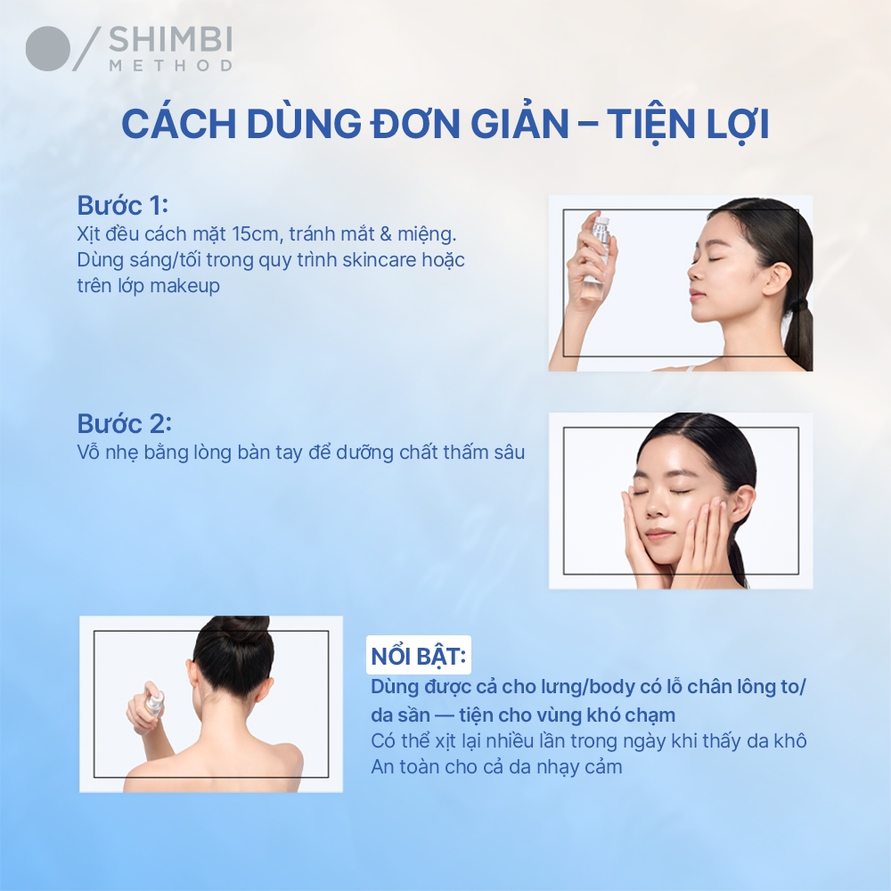 Tinh Chất Cấp Ẩm Dạng Xịt Shimbi Method Derma Serum Mist Panthenol 2.5% 50ML - Ảnh 6