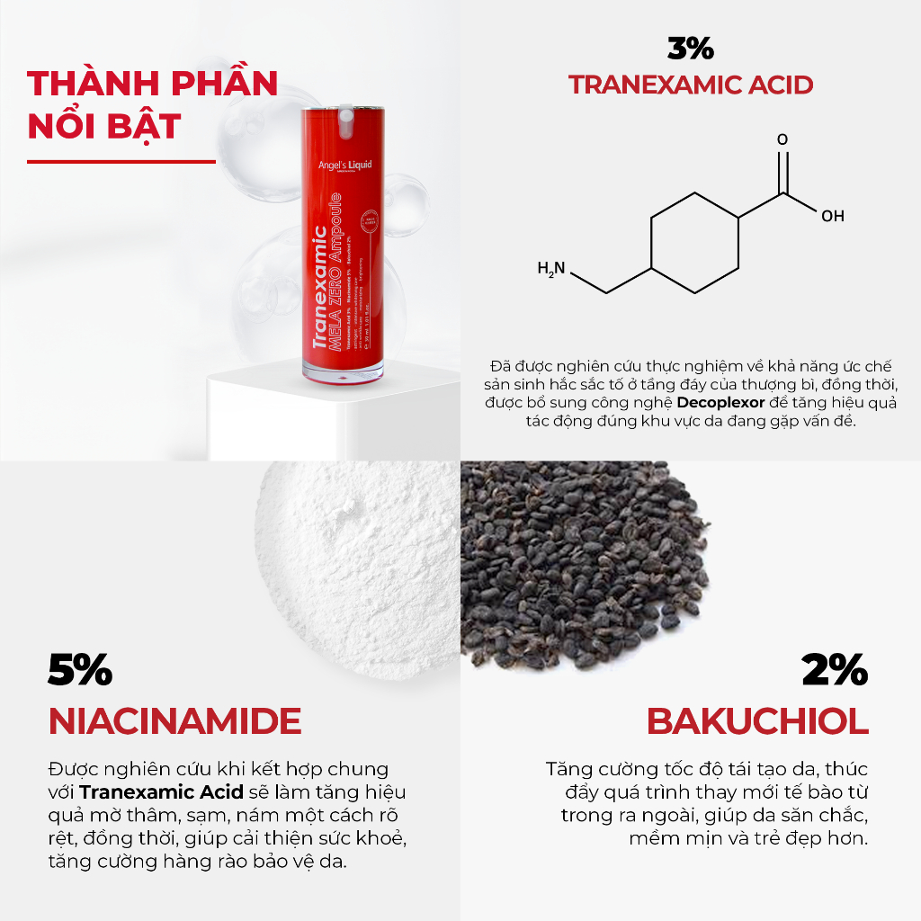 Siêu Tinh Chất Giảm Thâm Nám Chuyên Biệt Angel's Liquid Tranexamic Mela Zero Ampoule 30ML - Ảnh 3