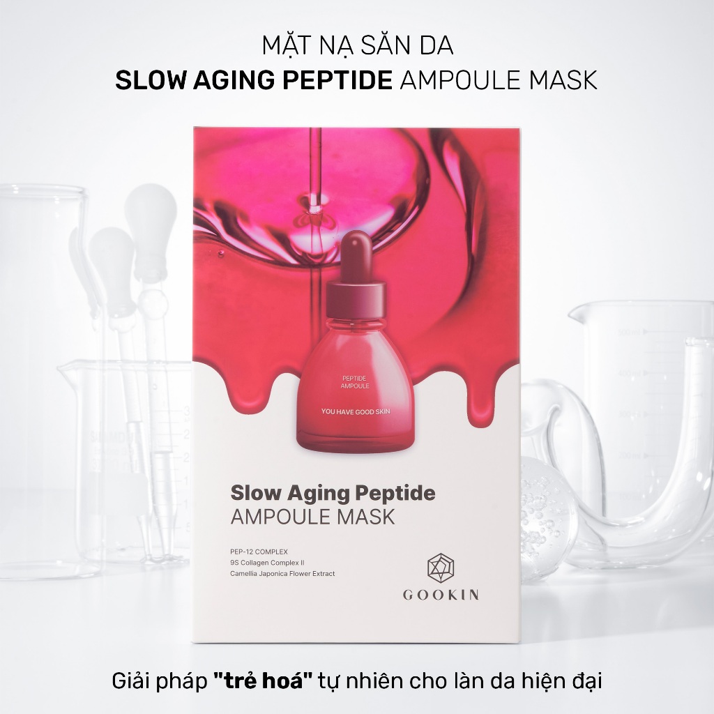 Hộp 10 Mặt Nạ Tăng Đàn Hồi, Săn Chắc Da Lão Hoá Slow Aging Peptide Ampoule Gookin 30ML - Ảnh 2