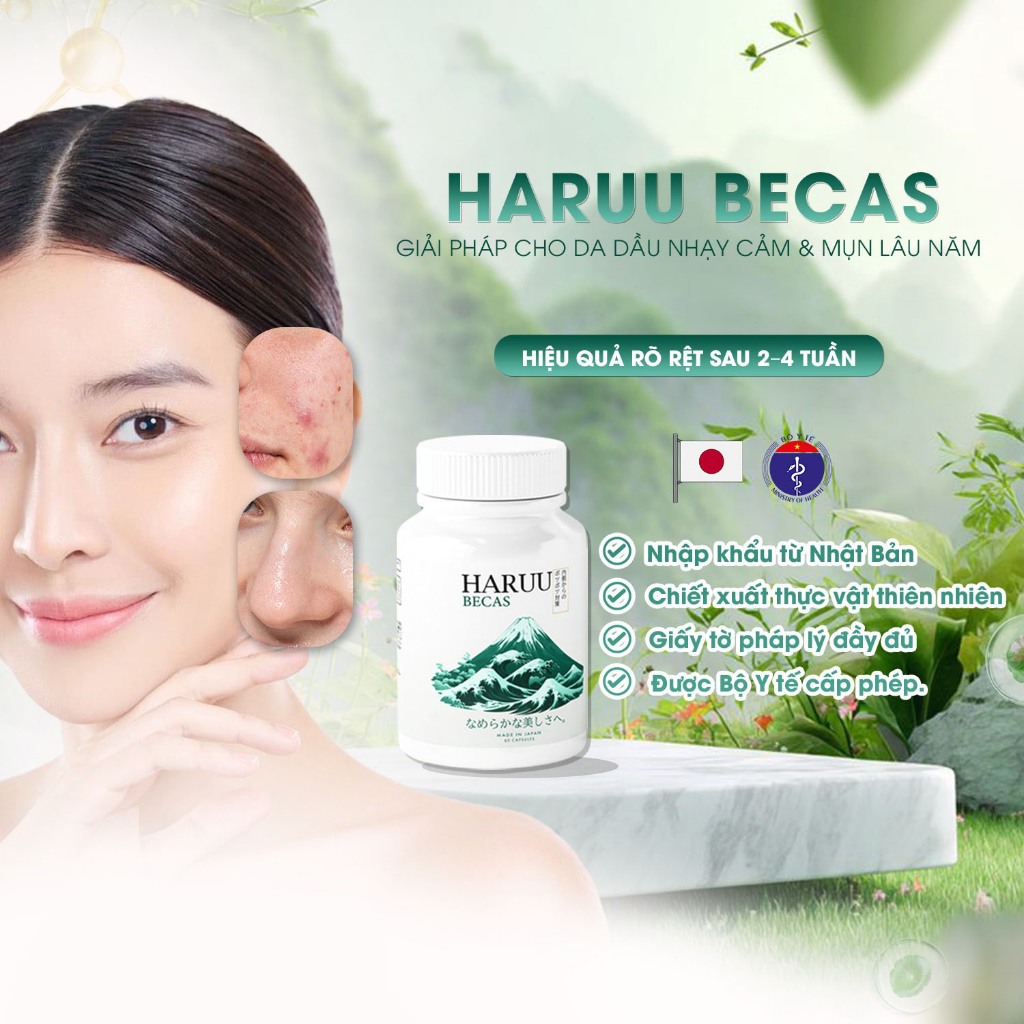 Viên Uống Giảm Mụn, Giảm Viêm, Kiềm Dầu Haruu Becas 60 Viên - Ảnh 6