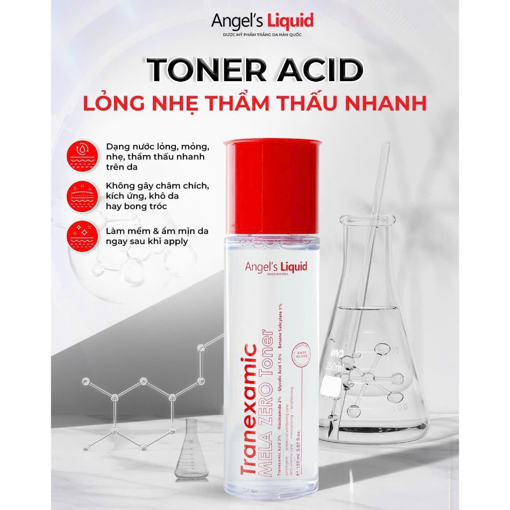 Nước Hoa Hồng Giảm Thâm Nám Chuyên Biệt Angel's Liquid Tranexamic Mela Zero Toner 150ML - Ảnh 3