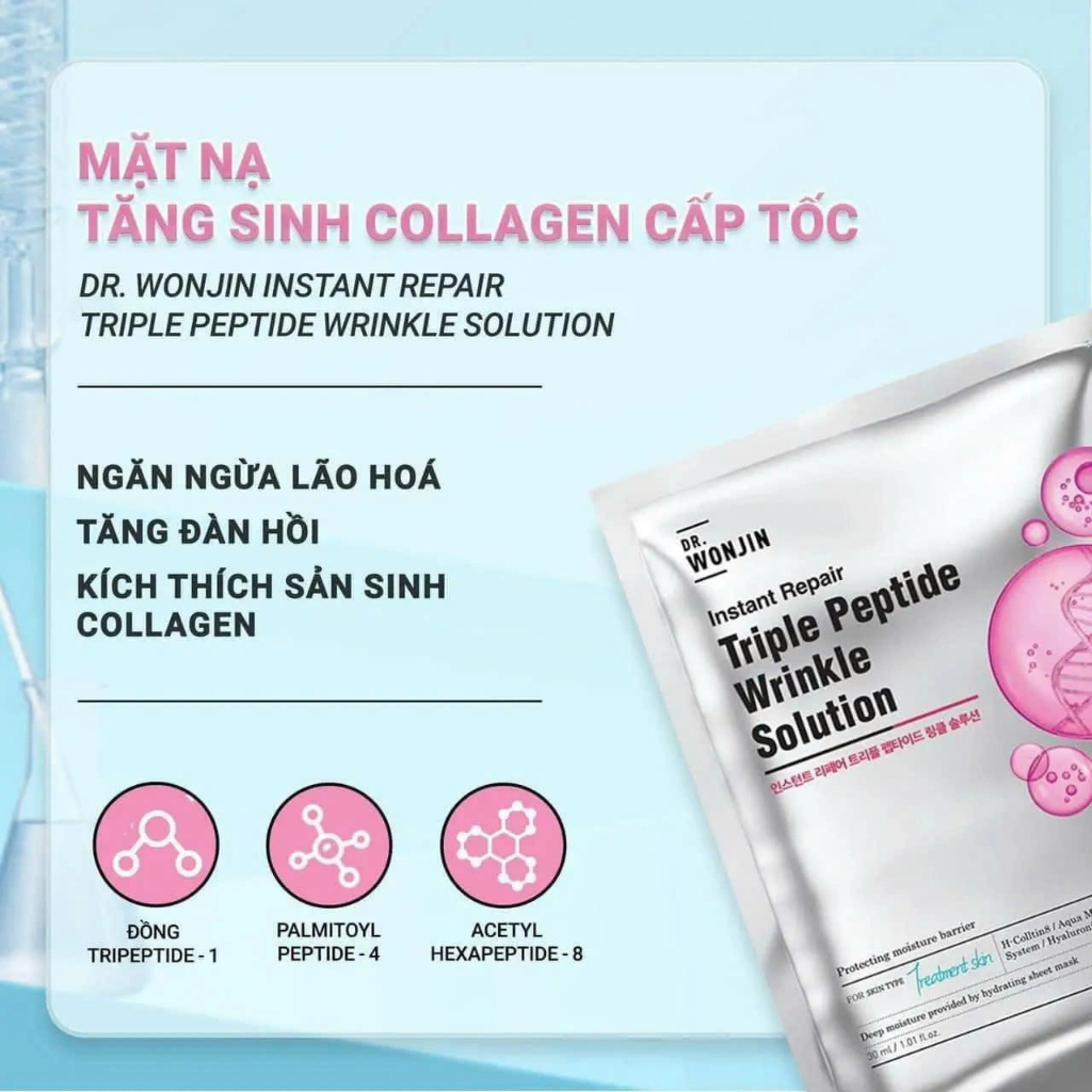 Hộp 10 Mặt nạ tăng sinh collagen cấp tốc Dr Wonjin Instant Repair Triple Peptide Wrinkle Solution 30ML - Ảnh 5