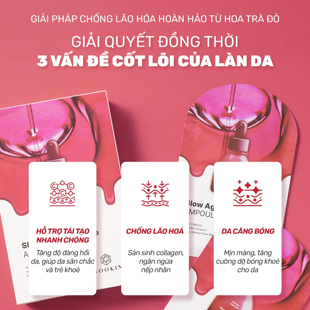 Hộp 10 Mặt Nạ Tăng Đàn Hồi, Săn Chắc Da Lão Hoá Slow Aging Peptide Ampoule Gookin 30ML - Ảnh 3