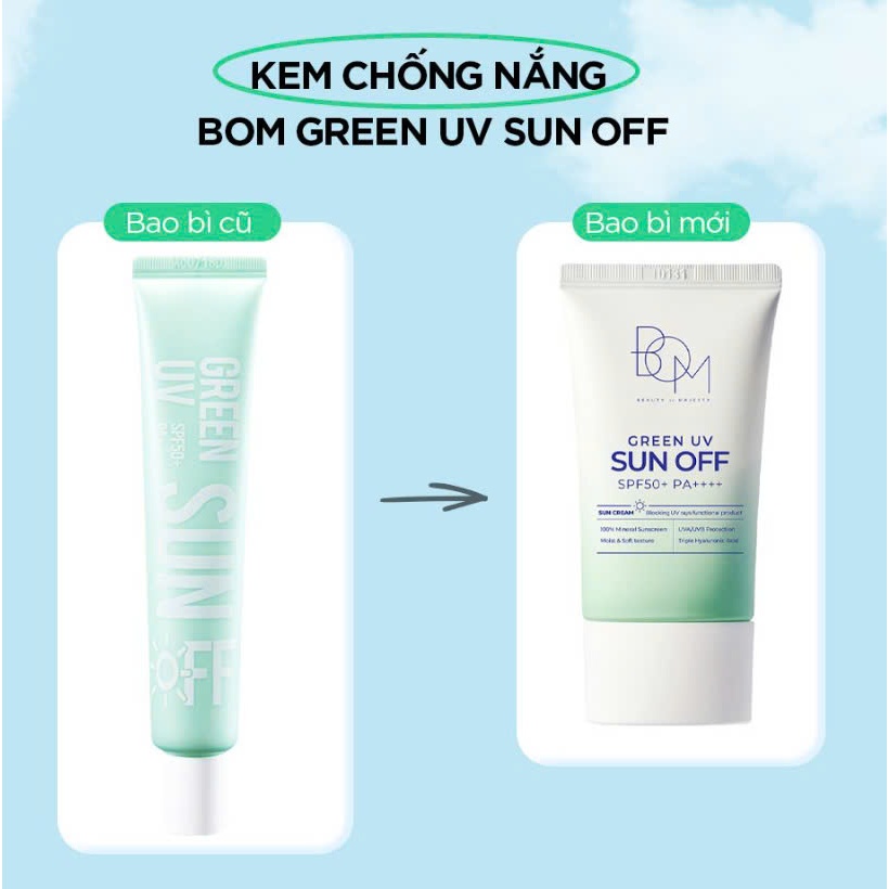 Kem Chống Nắng Nâng Tông Vật Lý Bom Green UV Sun Off SPF50+ Pa++++ 50ML - Ảnh 2