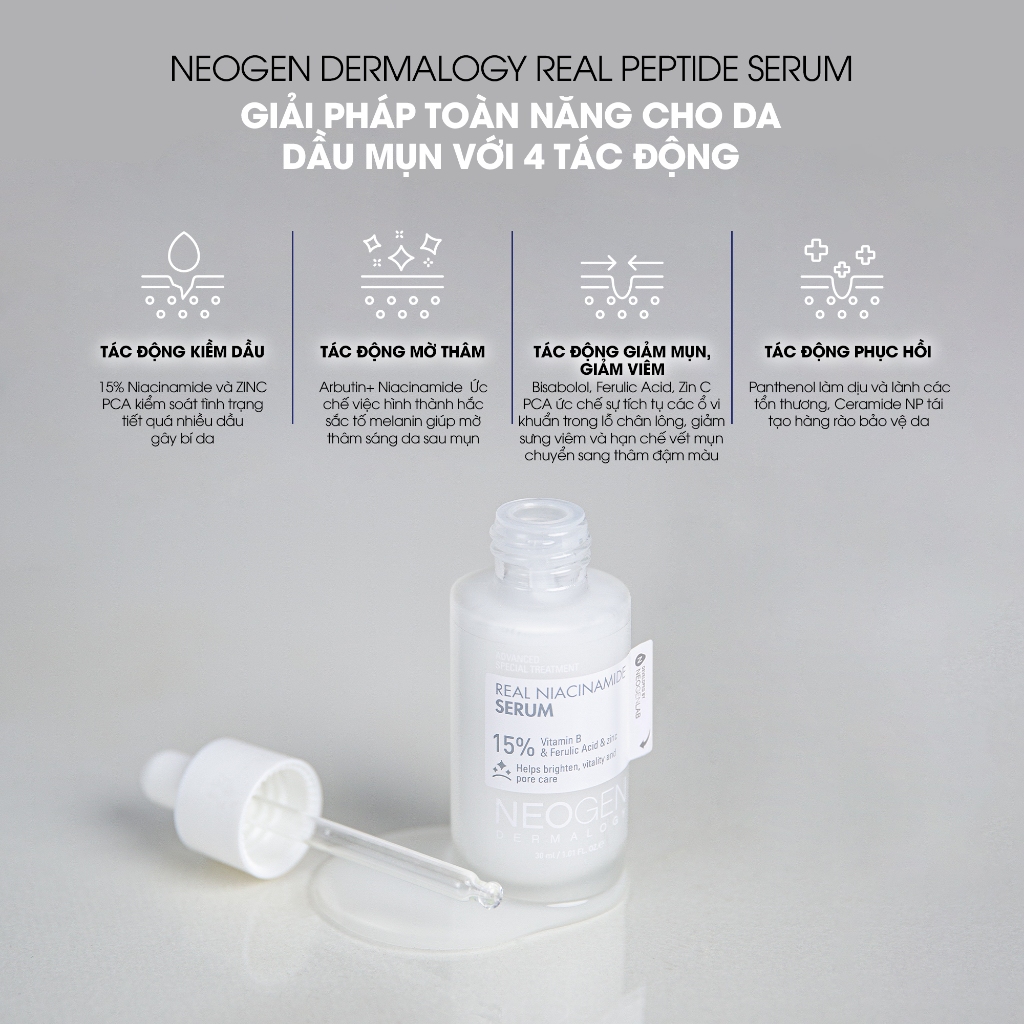 Tinh chất Niacinamide 15% Kiềm Dầu Giảm Mụn Dưỡng Sáng Da Neogen Dermalogy Real Firming 30ML - Ảnh 9
