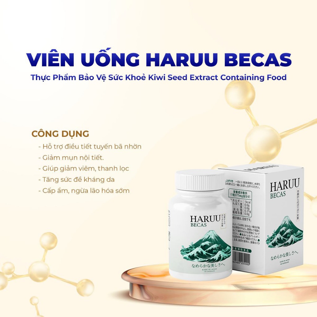 Viên Uống Giảm Mụn, Giảm Viêm, Kiềm Dầu Haruu Becas 60 Viên - Ảnh 4