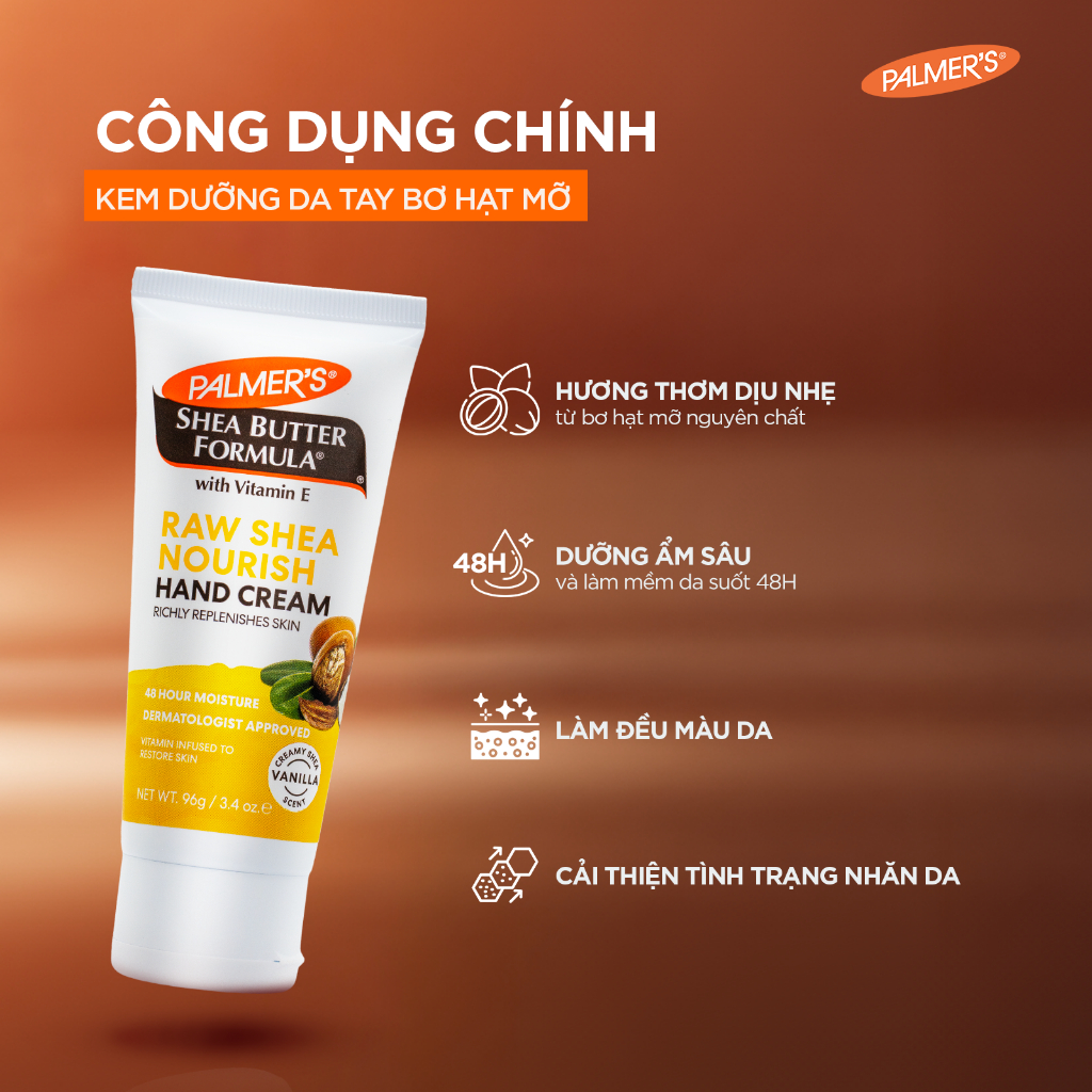 Kem Dưỡng Tay Bơ Hạt Mỡ Chống Nhăn Palmer's Shea Butter Formula With Vitamin E Raw Shea Nourish Hand Cream - Ảnh 4