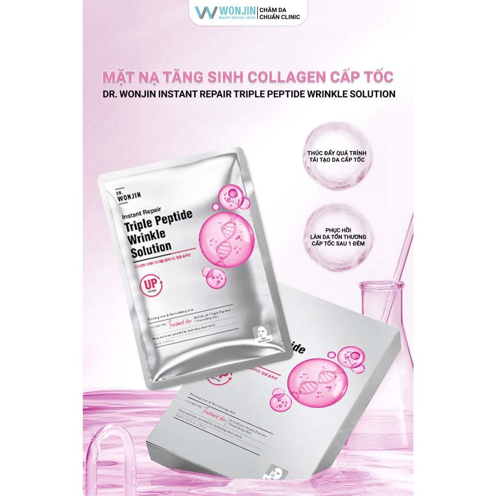 Hộp 10 Mặt nạ tăng sinh collagen cấp tốc Dr Wonjin Instant Repair Triple Peptide Wrinkle Solution 30ML - Ảnh 7
