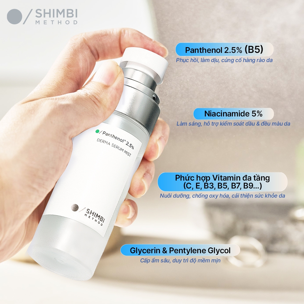 Tinh Chất Cấp Ẩm Dạng Xịt Shimbi Method Derma Serum Mist Panthenol 2.5% 50ML - Ảnh 5