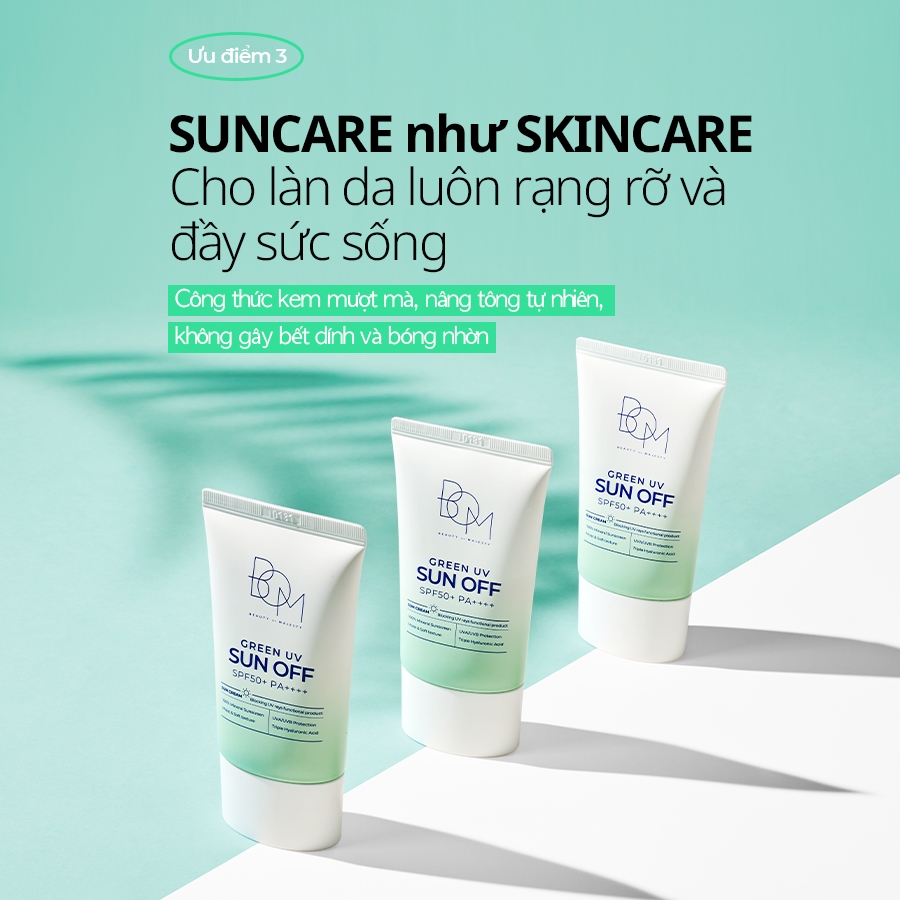 Kem Chống Nắng Nâng Tông Vật Lý Bom Green UV Sun Off SPF50+ Pa++++ 50ML - Ảnh 5