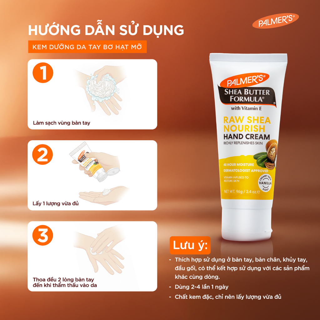 Kem Dưỡng Tay Bơ Hạt Mỡ Chống Nhăn Palmer's Shea Butter Formula With Vitamin E Raw Shea Nourish Hand Cream - Ảnh 6