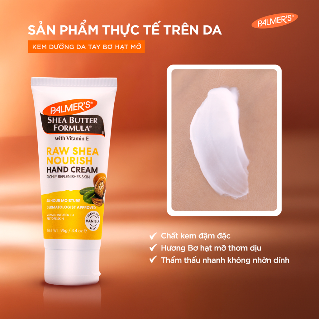 Kem Dưỡng Tay Bơ Hạt Mỡ Chống Nhăn Palmer's Shea Butter Formula With Vitamin E Raw Shea Nourish Hand Cream - Ảnh 5
