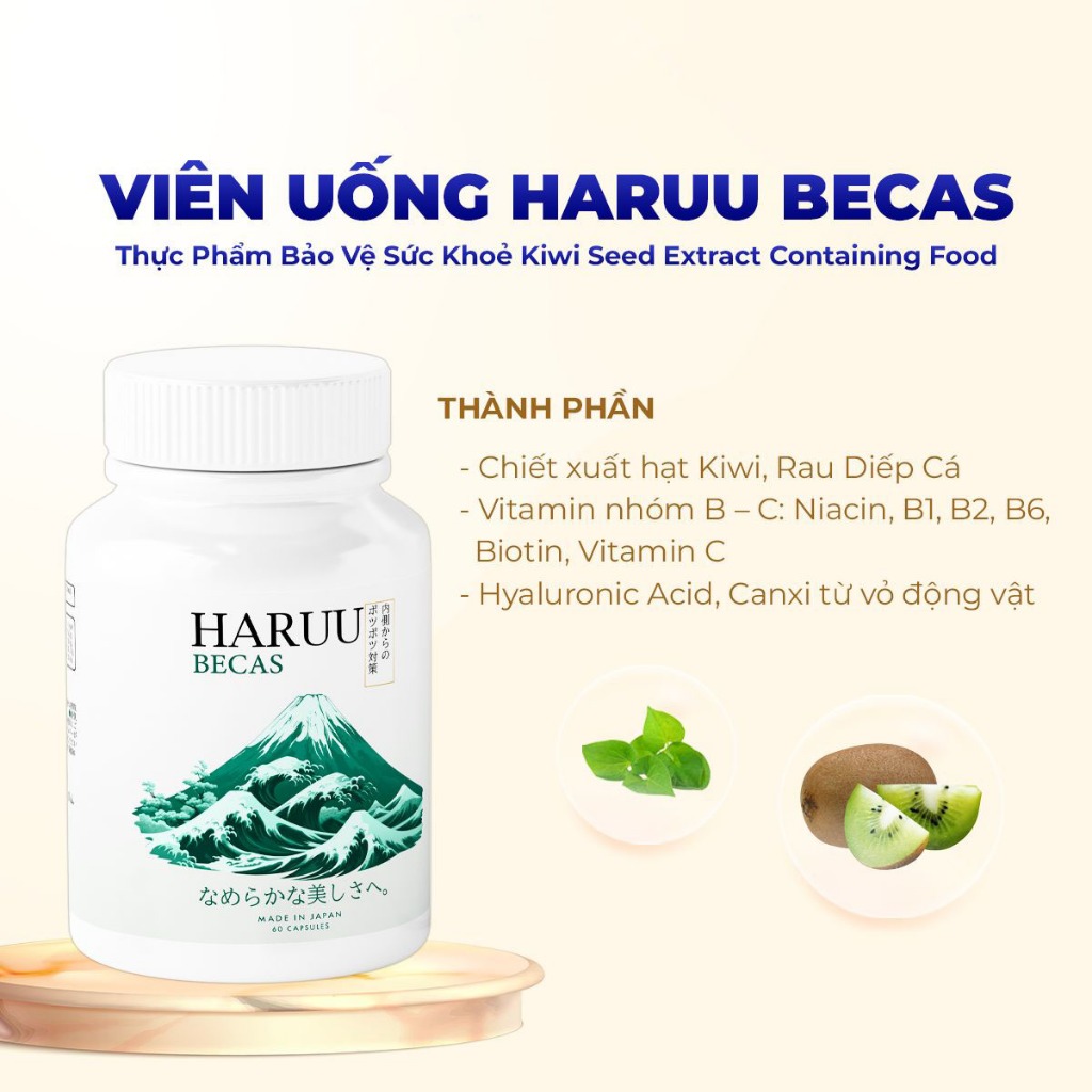 Viên Uống Giảm Mụn, Giảm Viêm, Kiềm Dầu Haruu Becas 60 Viên - Ảnh 3