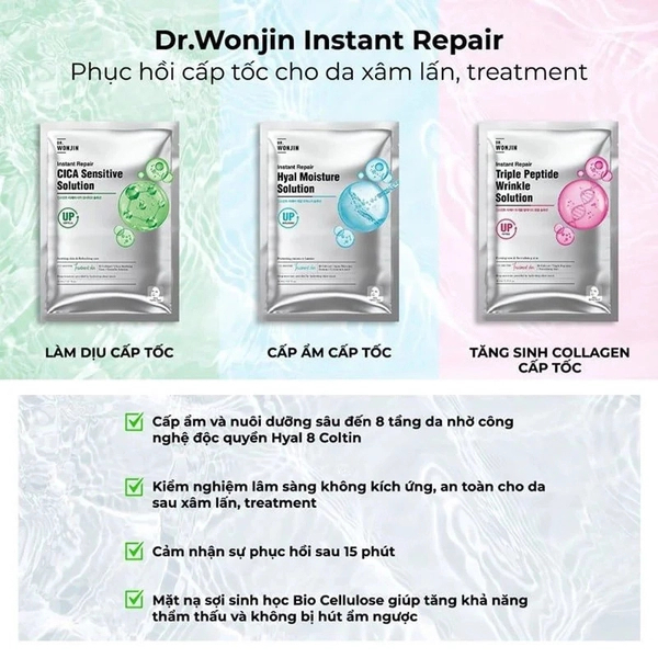 Hộp 10 Mặt nạ tăng sinh collagen cấp tốc Dr Wonjin Instant Repair Triple Peptide Wrinkle Solution 30ML - Ảnh 6