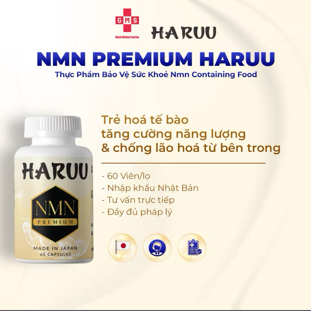 Viên Uống Bổ Sung NMN Chống Lão Hóa Haruu Premium 60 Viên - Ảnh 2