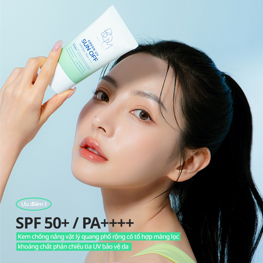 Kem Chống Nắng Nâng Tông Vật Lý Bom Green UV Sun Off SPF50+ Pa++++ 50ML - Ảnh 3