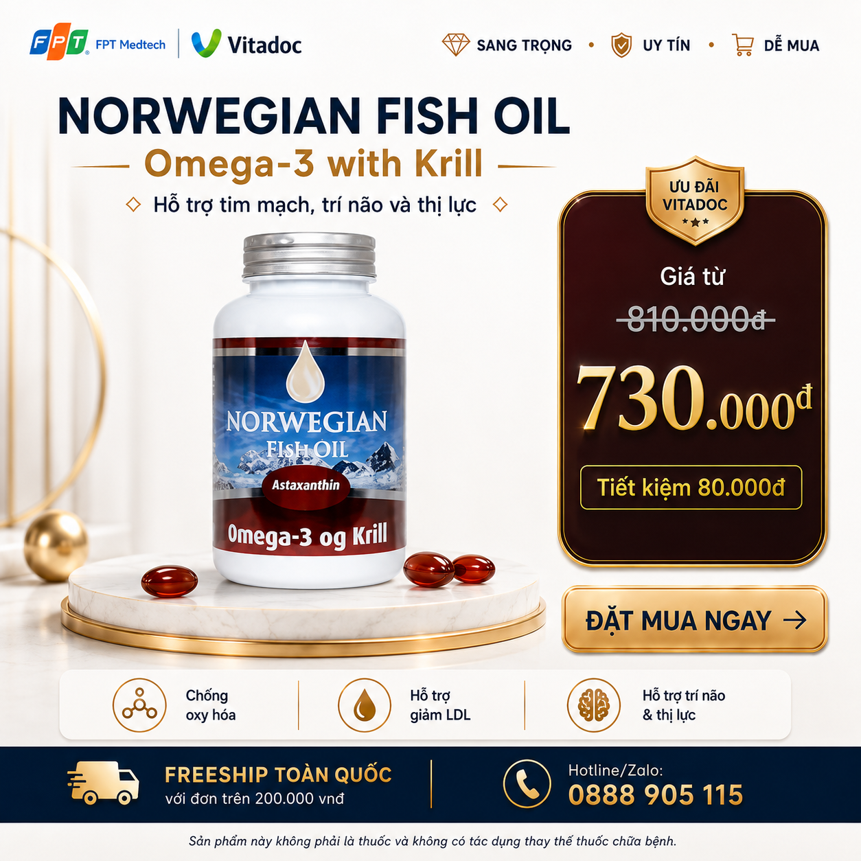 Voucher ưu đãi NORWEGIAN FISH OIL OMEGA-3 WITH KRILL