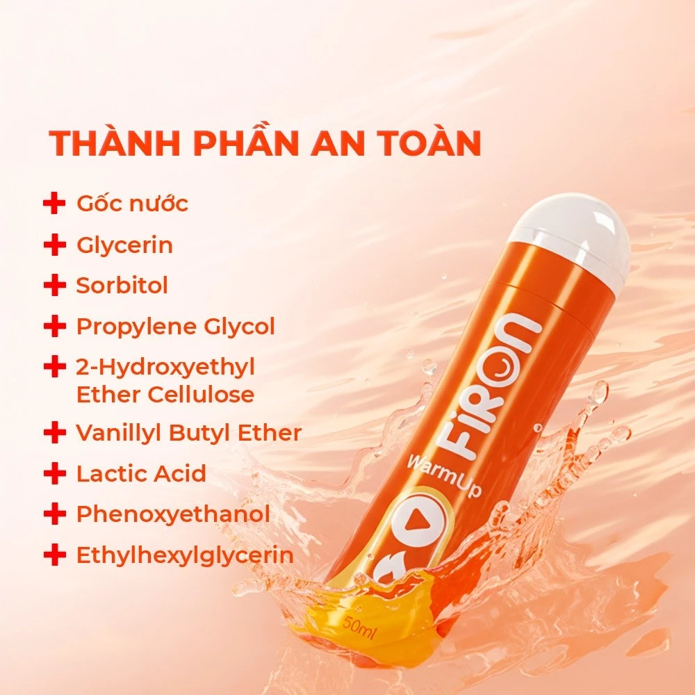Gel Bôi Trơn Gốc Nước, Không Mùi, Ấm Firon WarmUp 50ML - Ảnh 6