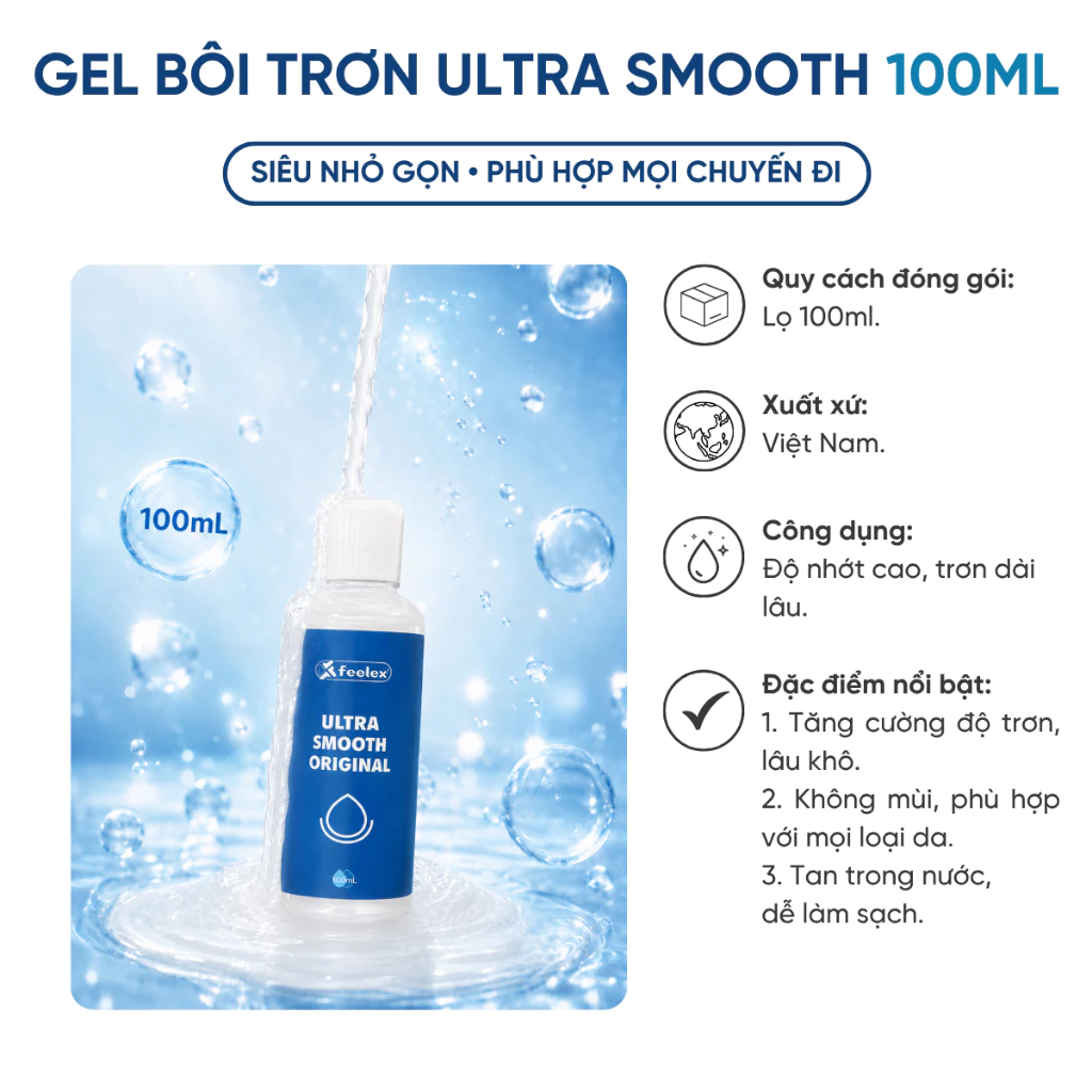 Gel Bôi Trơn Gốc Nước, Không Mùi Feelex Ultra Smooth Original 100ML